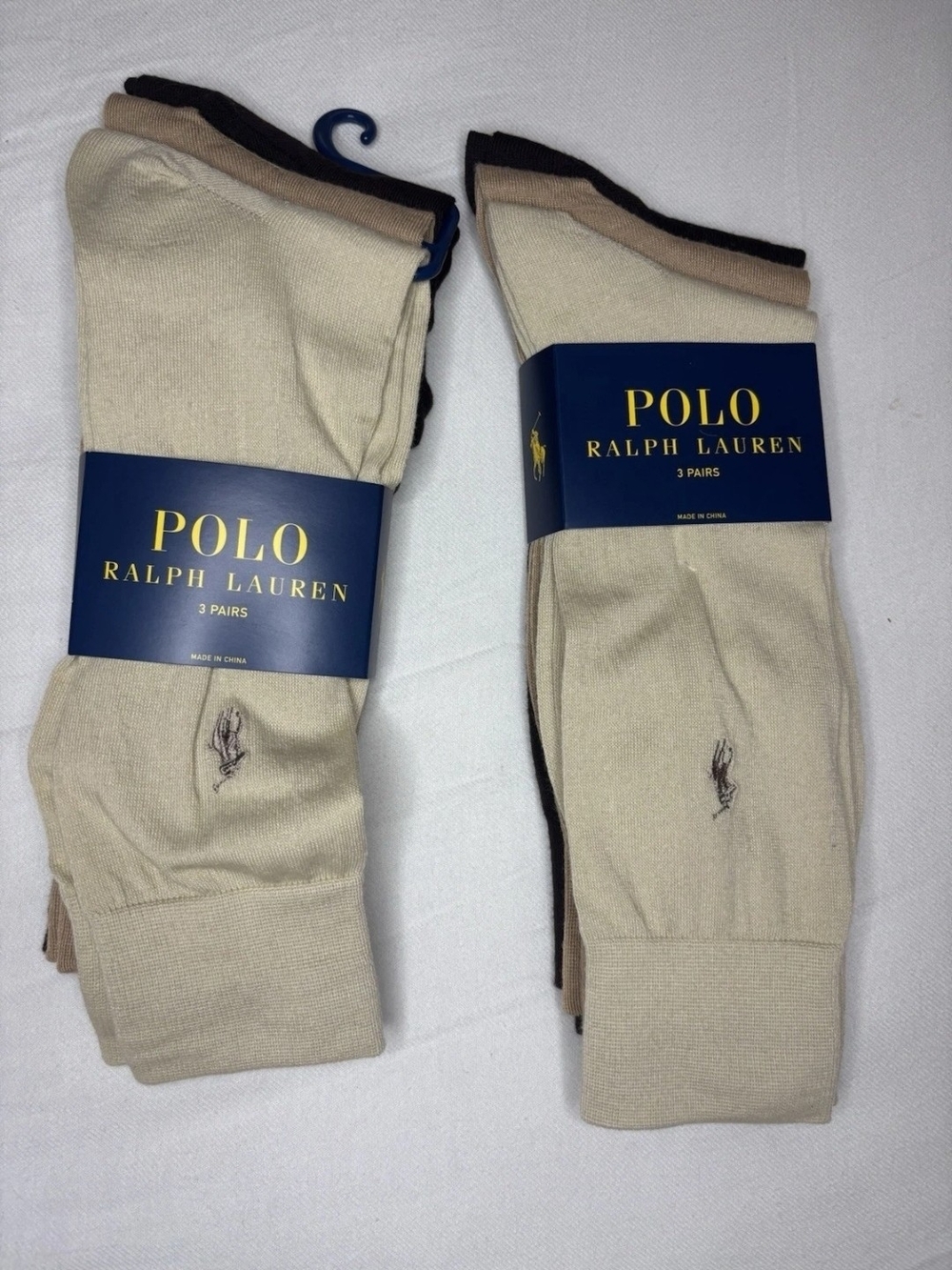 Polo by Ralph Lauren Men's 3-Pack Crew Socks in Cream, Tan and Black